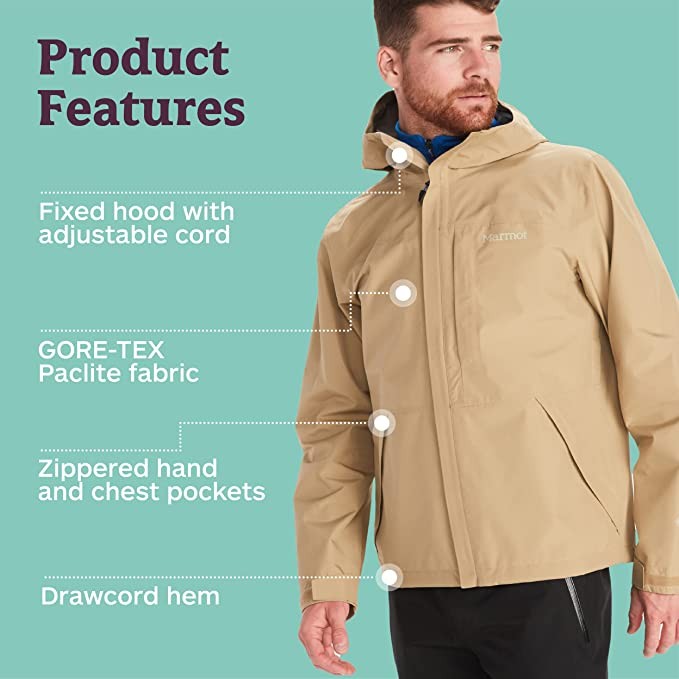 Marmot Men's Simple GORE-TEX Waterproof Jacket, Lightweight Raincoat, Weatherproof, Breathable Windbreaker, Perfect for Running and Hiking